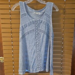 Light Blue Lace Accent Swing Tank Top